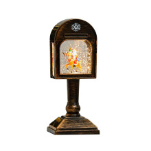 Musical Mailbox Lamp & Lighted Santa Tree Snow Globe – USB/Battery Powered Vintage Christmas Decor (B)