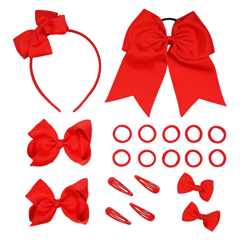 Unisex 20Pcs Hair Bows Set With Hair Clips,Headbands And Ponytail Holders Multi Styled Hair Accessories For Little Teen Girls
