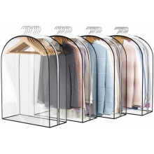 Transparente Kleidersäcke zum Aufhängen (25 cm Bodenfalte, 81 cm Durchmesser) für Mäntel, Kleider, Hemden, Pelze, Jacken – 4er-Pack