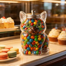 Boîte à bonbons pour chat, boîte hermétique mignonne pour friandises pour chiots, boîte à capsules de café, grand contenant en forme d'animal