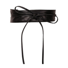 Flexible Wide Waist Belt, PU Leather,, Portable, Comfortable Elegant Waistband Black
