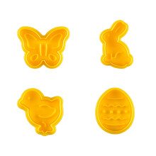Ensemble de 4 emporte-pièces de Pâques : lapin, œuf, papillon, poussin – tampons 3D pour biscuits, fondant, fromage ; idéal pour la