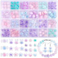 171 transparente Acrylperlen (Stern, Blume, Herz, Hase) für Ohrringe, Halsketten, Armbänder – Blau