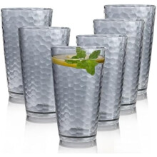 Verres incassables en plastique (59 cl), lot de 6 gobelets réutilisables incassables, compatibles lave-vaisselle standard