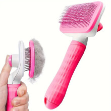 Självrengörande Slicker Brush, hundborste och kattborste med massagepartiklar, tar bort lösa hår och tovor, skonsam mot huden och främjar