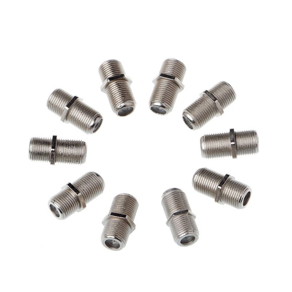 10 Pcs Joiner Barrels Connector F Plug Coupler Adaptor 4 For Plus For Tv 9499224065260