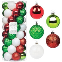 Ornaments, Shatterproof Christmas Tree Ornament Set, Christmas Balls Decoration 50 Count (2.24"/57mm, White Red Green)