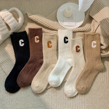 6-Pair Plush C-Shaped Mid-Calf Socks for Teens, Fleece-Lined Warm Socks for Autumn/Winter, Home & Floor Use, Compatible with Girls