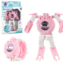 Pink Electronic Deformation Watch That Transforms Into Robot With Digital Display Pink Color Ideal For Gift Giving