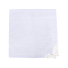 28x28cm Women Plain White Square Handkerchiefs Crochet for Butterfly Lace Corner