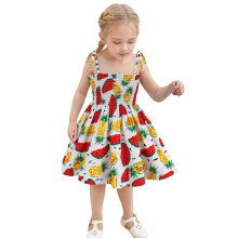 Toddler Baby Girls Floral Print Strappy Dress Lightweight Summer Dress With Adjustable Ties For Beach & Casual Outfits Sets Trendy 9-12M