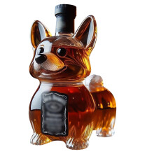 Botella con forma de perro salchicha, vaso de cristal con forma de perro salchicha esculpido en 3D, decantador rojo único.