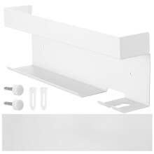 White Aluminum Hair Tool Organizer Wall Mount for Bathroom with No-Drill Installation and Space-Saving Design