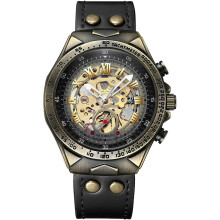 Men's Automatic Watch: 36H Power Reserve, Skeleton Dial, Roman Numerals, Genuine Leather Strap, 3ATM Waterproof – Compatible with Valentine's Day