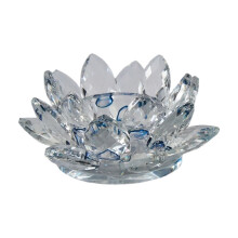 Crystal Flower Tealight Candle Base, Candle Holders, Glass Tea Light Candlestick Decoration for Christmas Home Wedding Party
