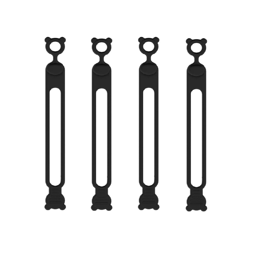 Pack Of 4 Reusable Cable Organizers Â Elastic Silicone Cord Ties For Bundling & Fastening Cables, Black 9353595552425