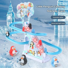 Little Penguin Climbing Stairs Track Toy, LED & Musical, Electric Slide Game for Kids 3+, Compatible with STEM Learning