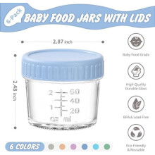 Glass Baby Food Containers with Lids 4oz 6-Pack