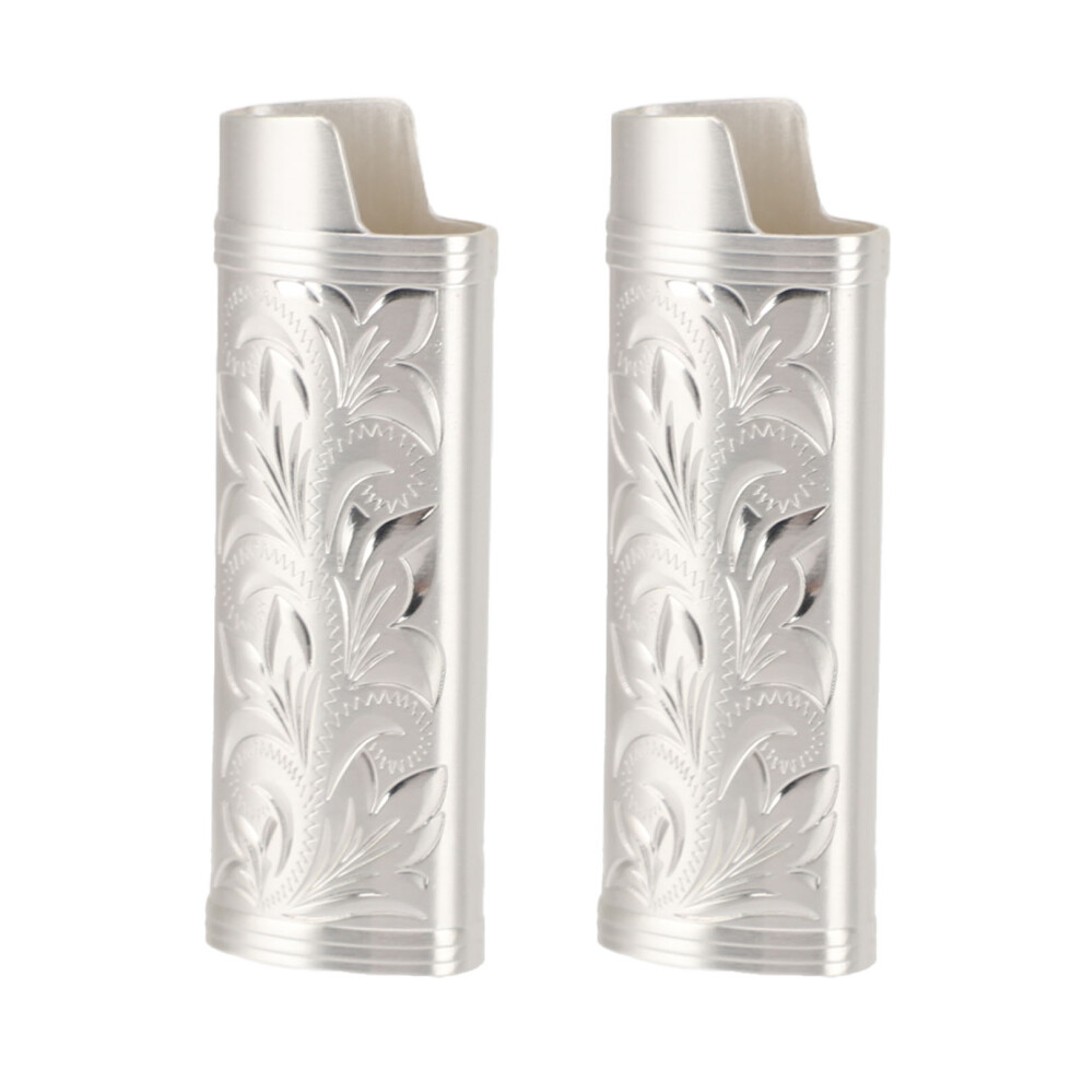 Silver 2Pcs Vintage Zinc Alloy Lighter Cases, Protective & Portable