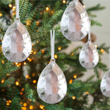 Clear Gem Christmas Ornaments, 4.7"x3" Shatterproof Teardrop Decor – Compatible with Christmas Tree, Wedding & Holiday Party