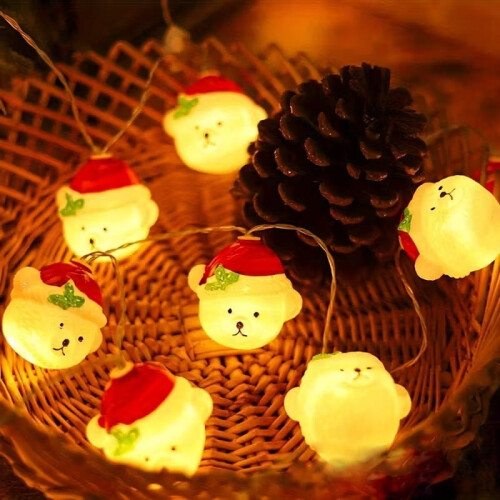 1pc LED Red Hat Teddy Bear String Lights for Christmas Decoration, Creative String Lights for Window Display And Lighting Setup 1