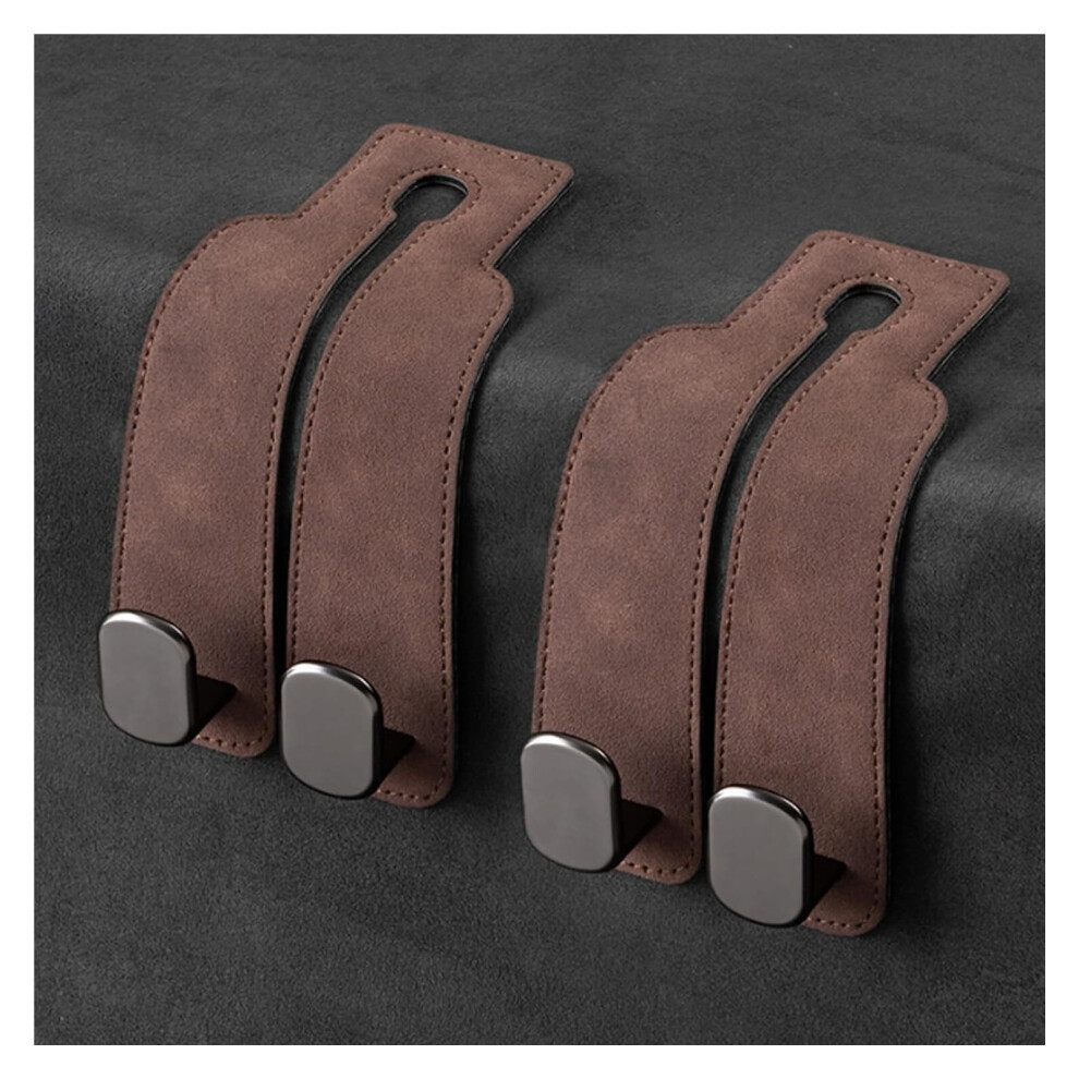 Guanghui Headrest Hooks Leather Bag Holder 4-Pack Brown 939152610440
