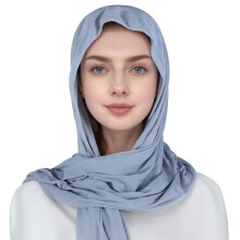Lenço feminino liso para cobrir a cabeça com aba, cor cinza.