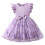 Vestido infantil com bordado floral, laço e babados. 1