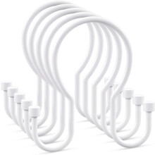 Crochets de rideau de douche blancs Ă double crochet, lot de 24