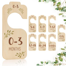 Baby Closet Dividers Set of 8 – Wooden Double-Sided Clothes Organizer for Newborn to 24 Months, Boho Nursery Decor