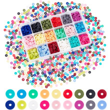 4500 cuentas de arcilla polimérica de 6 mm, 18 colores, discos planos de vinilo Heishi para la fabricación de joyas, pendientes/gargantillas