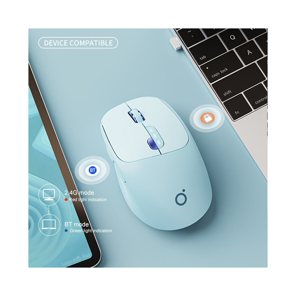Mini Ambidextrous Optical Wireless Mouse, Rechargeable 2.4G+Bluetooth, Silent Click, Type-C Charging, Compatible With Windows 10 9327961646254
