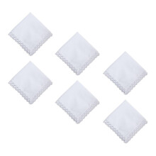 Conjunto de 6 lenços de renda branca, macios e clássicos de 24,5 cm (9,65 polegadas).