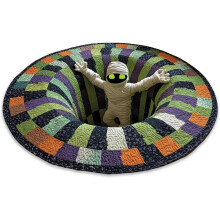 Tapis d'Halloween 3D, tapis rond matelassé Candy Corn Abyss, antidérapant, doux et résistant, 60 cm, style D