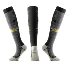 Calze sportive unisex in nylon a compressione per uomo e donna, alte al ginocchio, performanti, gialle, taglia S