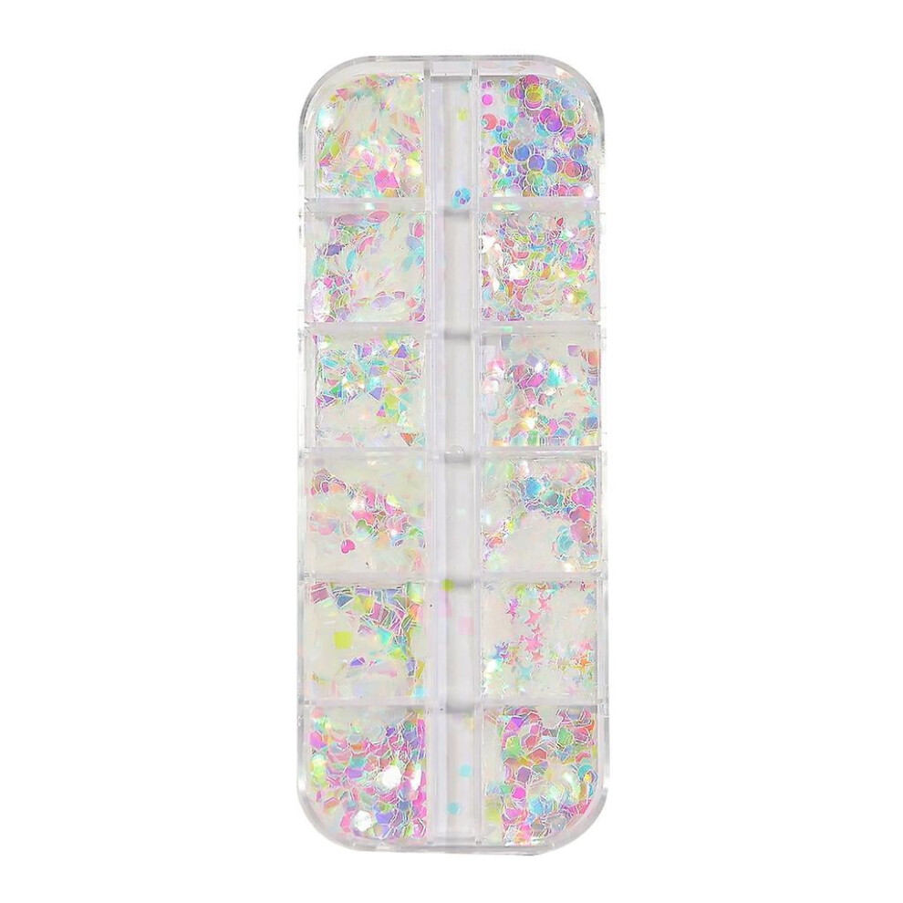 12 Grids Mermaid Nail Art Sequins Nail Art Glitters For Girls Colorful-spangles