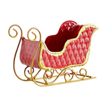 Weihnachtsschlitten-Dekoration, Bonboniere aus Metall, roter Weihnachtsmannschlitten als Tischdekoration für Kaminsims, dekorative Schale für