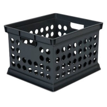 Čierna plastová úložná prepravka, stohovateľná, 30,6 l