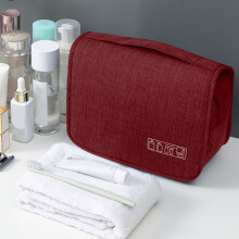 Cosmetic Organizer Bag | Wet Dry Travel Toiletry Case | Hanging Hook, High-Density Polyester, Metal Zipper | Grey | 9.65x3x5.11in