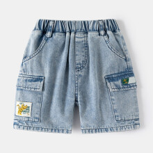 AWZXDE Boys Denim Cargo Shorts For Boys Casual Summer 5 Inch Shorts Loose Fit Comfortable Fashionable Daily Wear Blue,2-3 Years