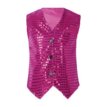 AWZXDE Boys Sequin Glitter Vest Top For Performance Stage Show Party Celebration Dance Wear And Kids Vest Apparel For Youth Hot Pink,16Years