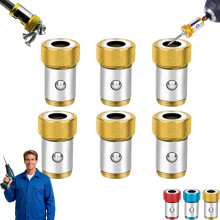 Magnetic Screwdriver Head Ring Set, 1/4" (6.35mm), Removable Anti-Slip Holder for Household & Mechanics (Yellow6)