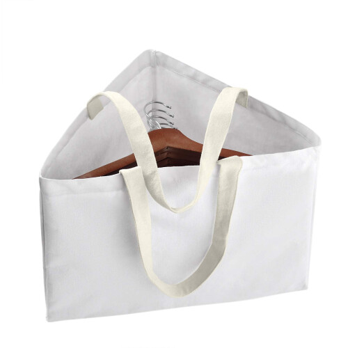 Foldable Triangle Hanger Organizer Bag – Waterproof, Portable, Space-Saving Wardrobe Storage with Handle, White