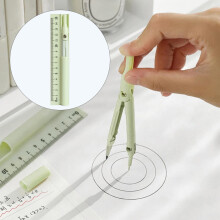 Compasses Drawing Ruler Pen Ruler Back To School Supplies Aesthetic Math Geometry Kit Metal Tool Circle Maker Protractor Plastic,Green,1.37*6.49 Inch
