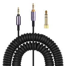 1.5m Spring Wire Headset Cable Cord with 6.35mm Adapter for WH-1000XM3 XM2 XM4/H900N H800/WH-XB910N/MDR-XB950BT