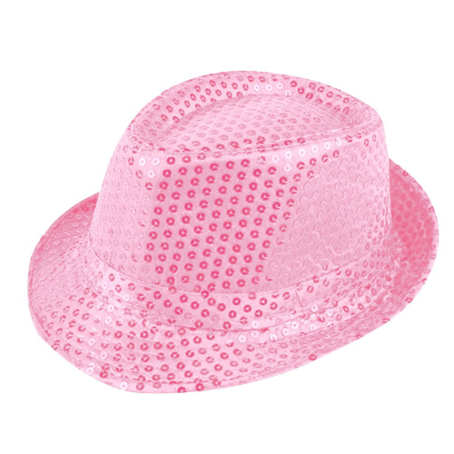 Herre Jazz Fedorahatt med paljetter – rosa