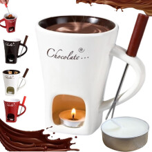 Zestaw kubków do słodkiego fondue z widelcami, 6 sztuk