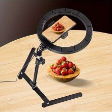 10-Inch Macro Photography Stand with LED Light, Adjustable Tripod for Strawberries & Small Objects, No Battery, 36V