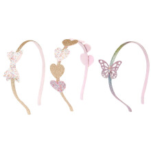 Set di 3 fasce per capelli da bambina con cuoricini di paillettes