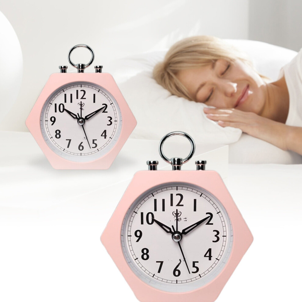 Small Battery Operated Analog Alarm Clock, Square Travel Clock Abs Alarm Clocks For Bedroom Snooze, 12/24H Light